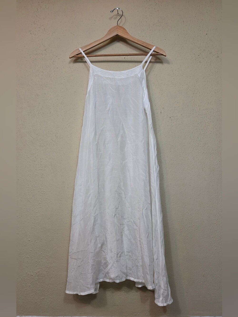 Classic White Maxi Slip Dress with Spaghetti Straps Womens Large Sheer